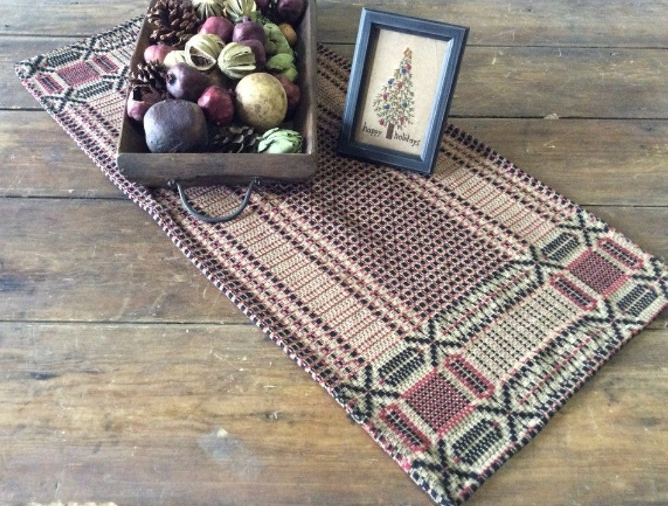 #AQ80 Primitive Edgefield Weave Cranberry/Tan/Black