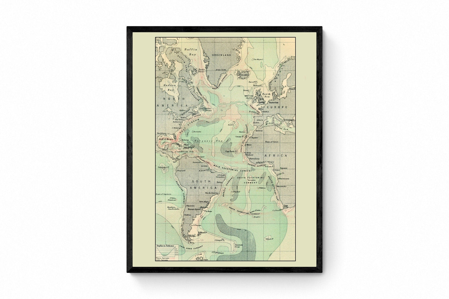 Atlantic Ocean Map showing Ocean Currents