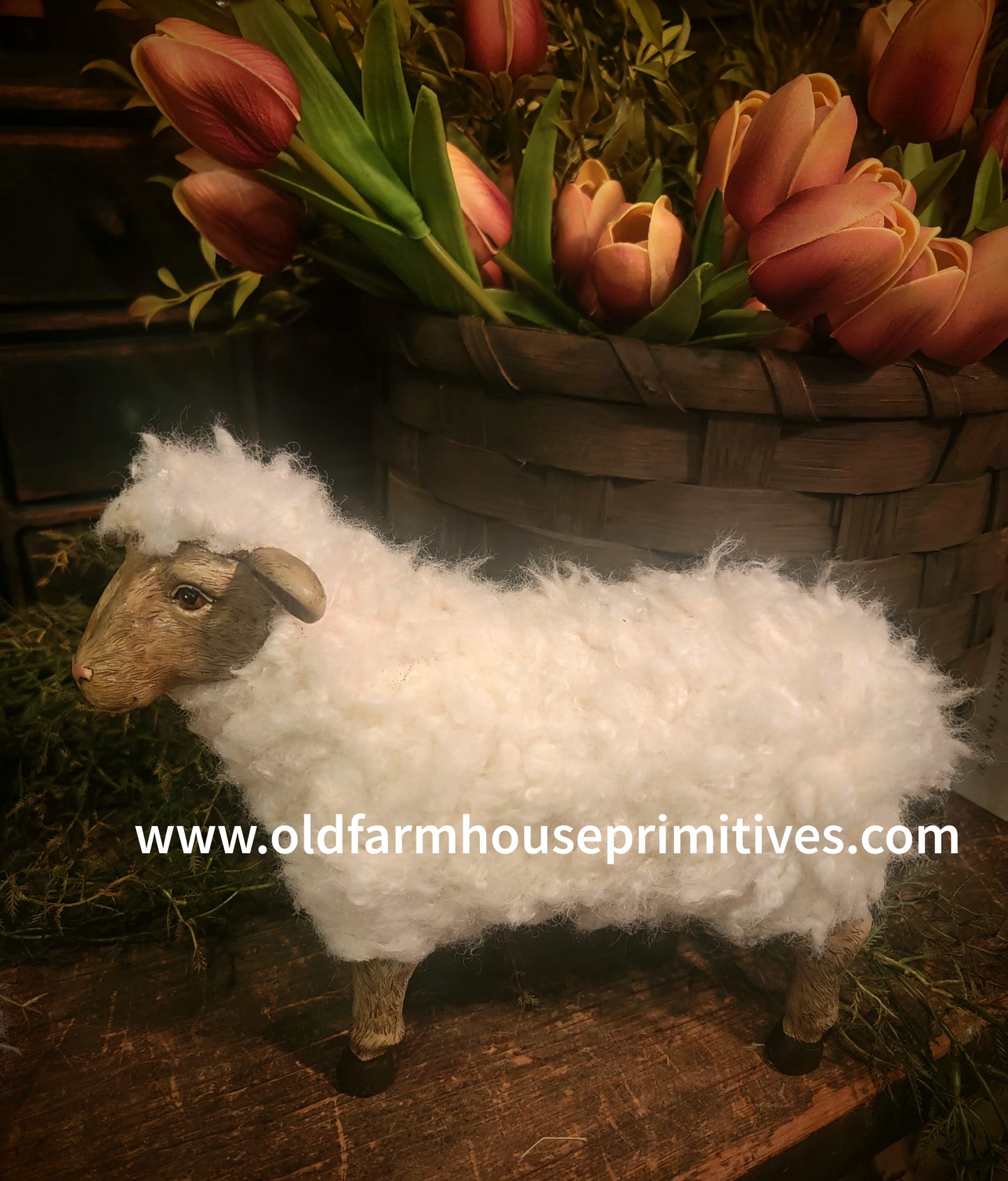 #AS1544S Primitive Wooly White Standing Sheep