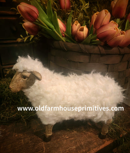 #AS1544S Primitive Wooly White Standing Sheep