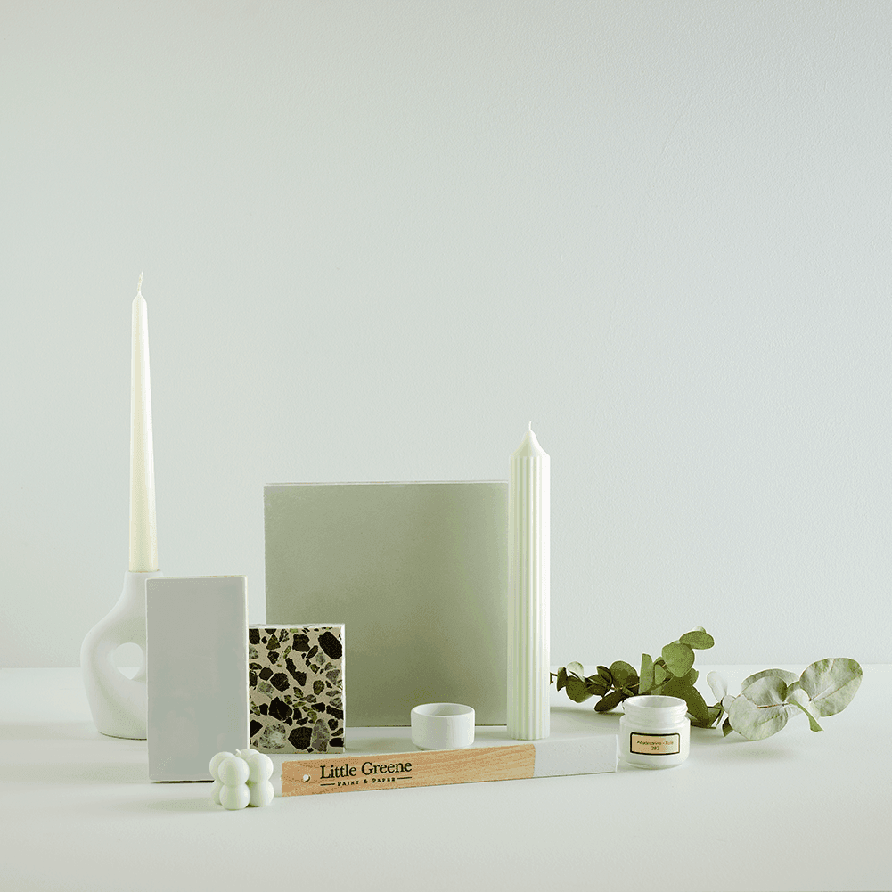 Little Greene Aquamarine Pale Herringbone Tile