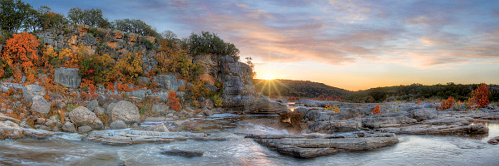 Autumn Colors Pano at Pedernales Falls 1 Art by Rob Greebon