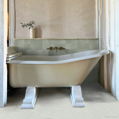 Little Greene Aquamarine Pale Herringbone Tile