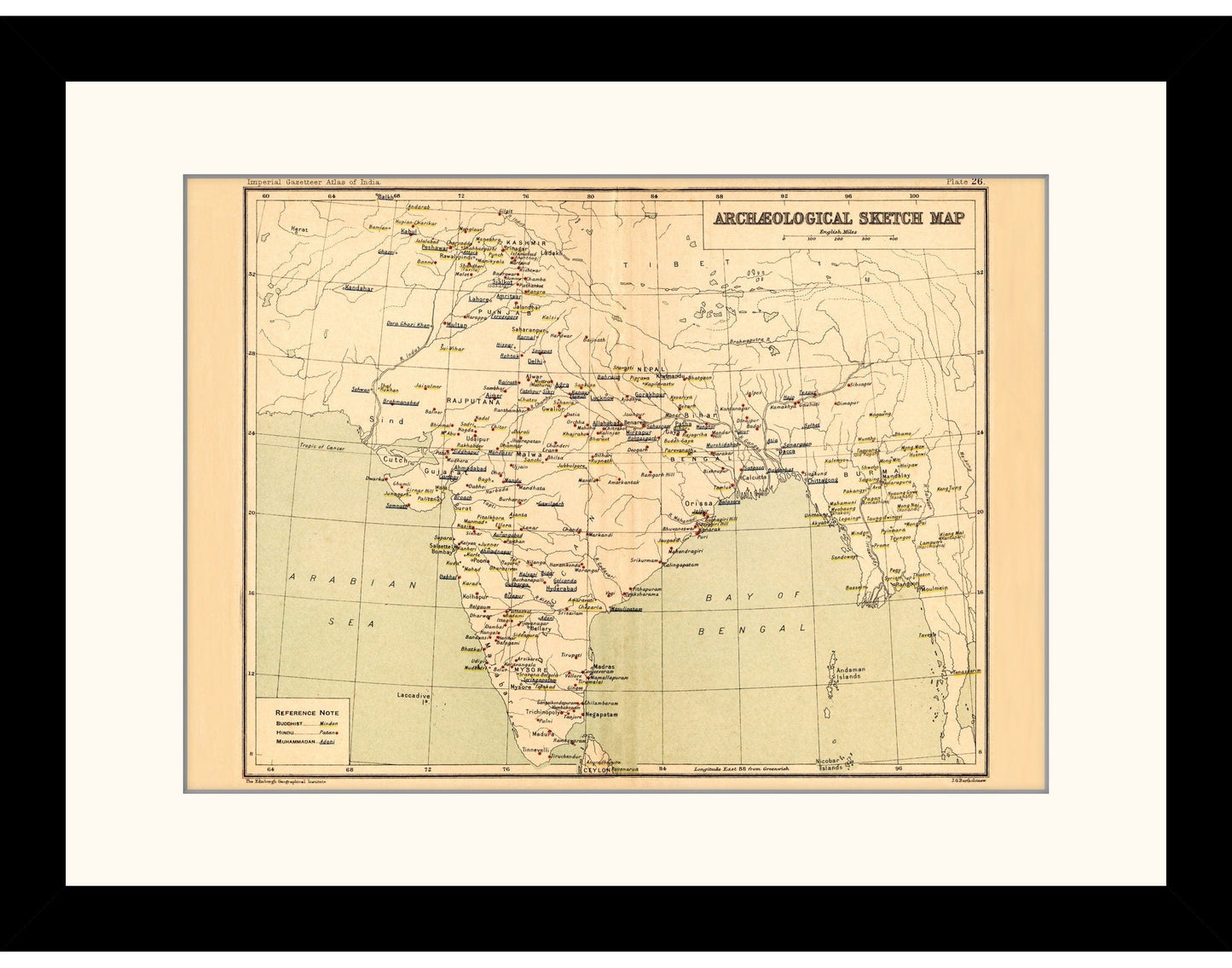 Archaelogical Sketch Map of India showing Buddhist, Hindu and Muslim Sites