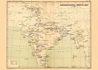 Archaelogical Sketch Map of India showing Buddhist, Hindu and Muslim Sites