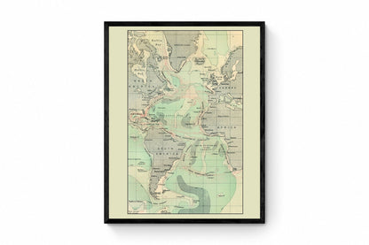 Atlantic Ocean Map showing Ocean Currents