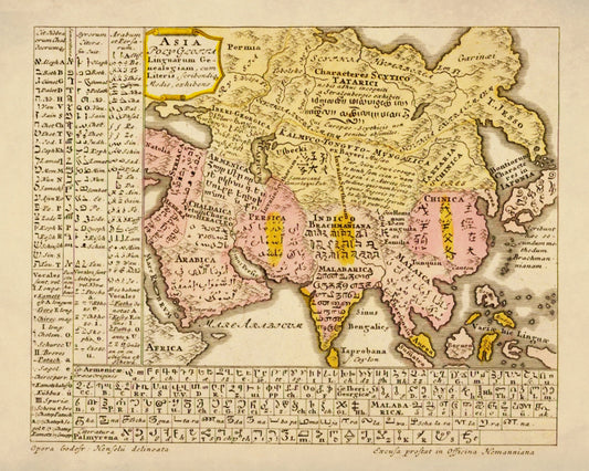 Asia Language Map dated 1746